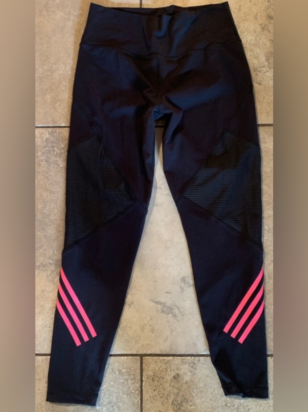 Adidas Believe This Mesh Training Tights –Black Pink 3-Stripes – Medium